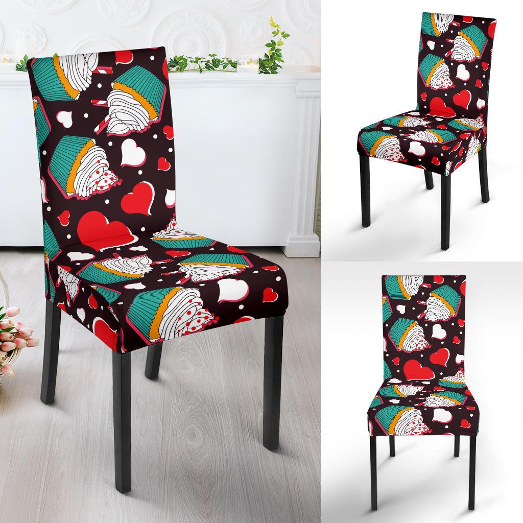 Cupcakes Heart Print Pattern Dinning Chair Slipper-JTAMIGO.COM