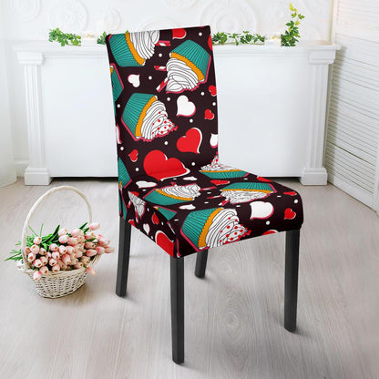 Cupcakes Heart Print Pattern Dinning Chair Slipper-JTAMIGO.COM
