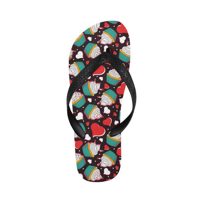 Cupcakes Heart Print Pattern Flip Flops-JTAMIGO.COM