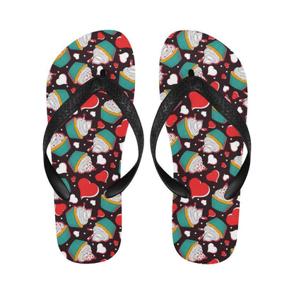 Cupcakes Heart Print Pattern Flip Flops-JTAMIGO.COM