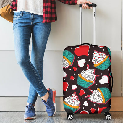 Cupcakes Heart Print Pattern Luggage Cover Protector
