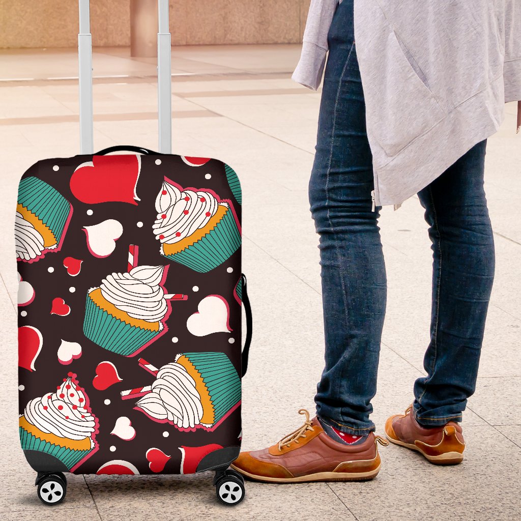 Cupcakes Heart Print Pattern Luggage Cover Protector