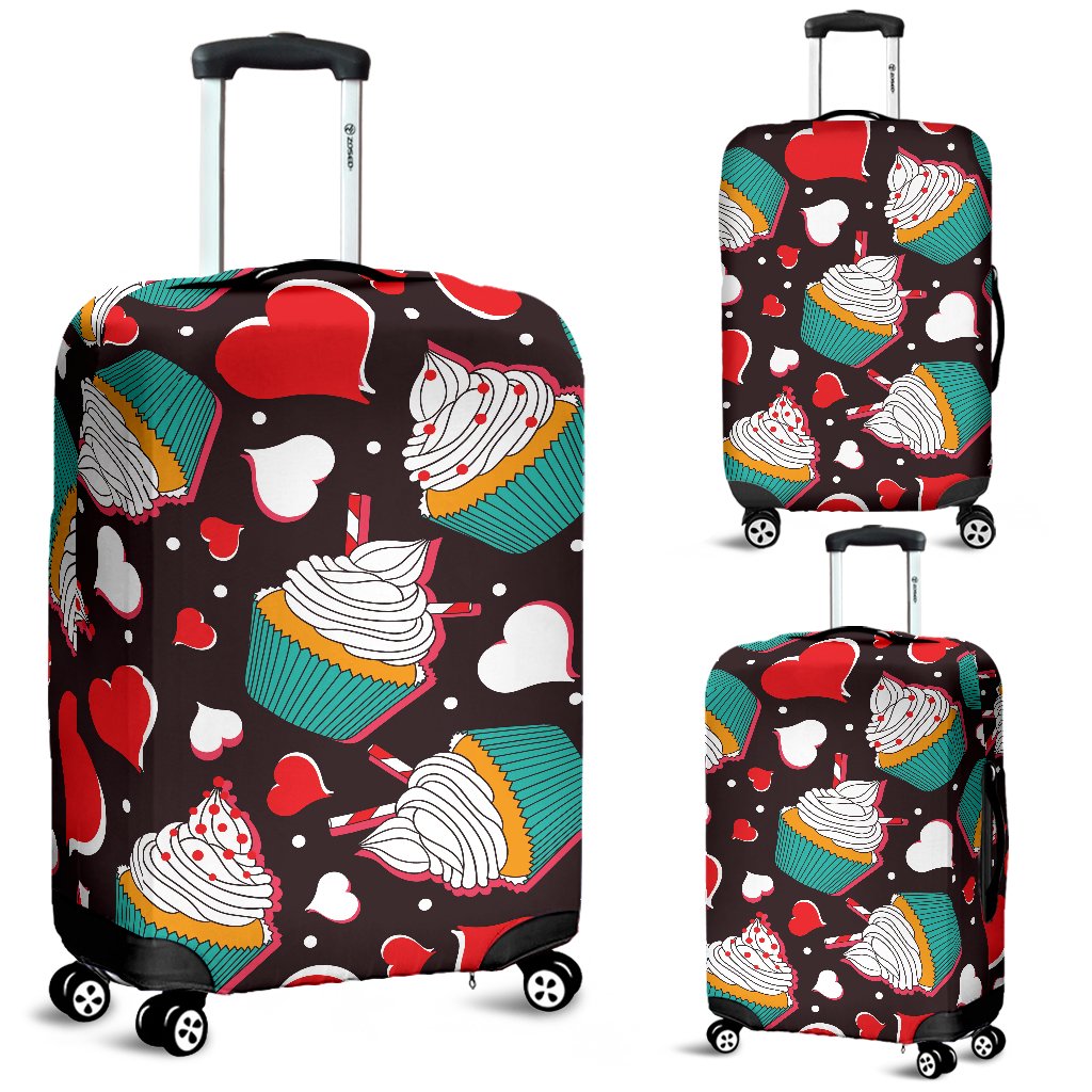 Cupcakes Heart Print Pattern Luggage Cover Protector