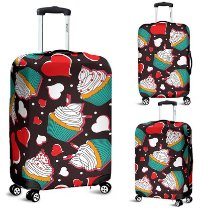 Cupcakes Heart Print Pattern Luggage Cover Protector