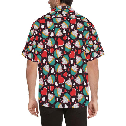 Cupcakes Heart Print Pattern Men Aloha Hawaiian Shirt