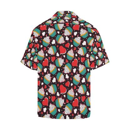 Cupcakes Heart Print Pattern Men Aloha Hawaiian Shirt