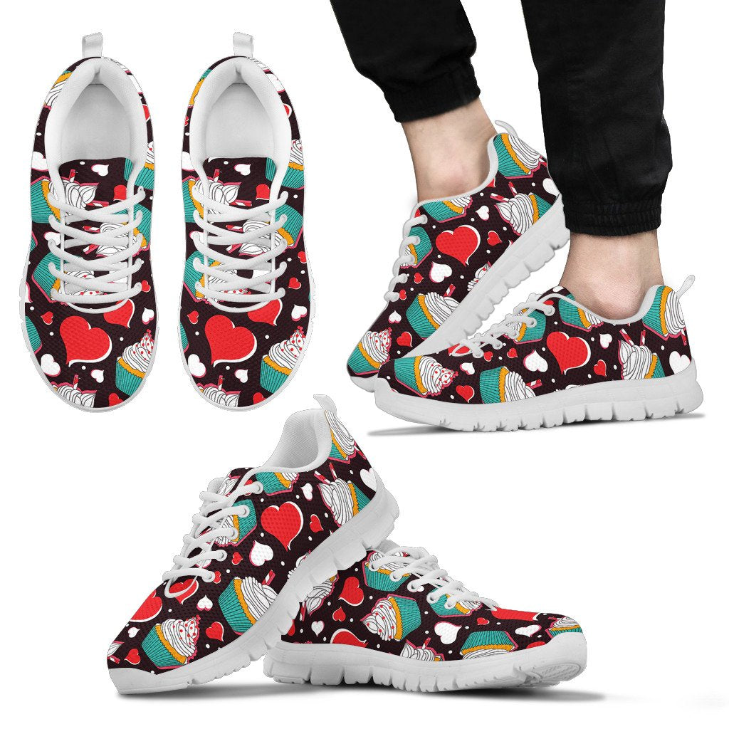 Cupcakes Heart Print Pattern Men Sneakers Shoes