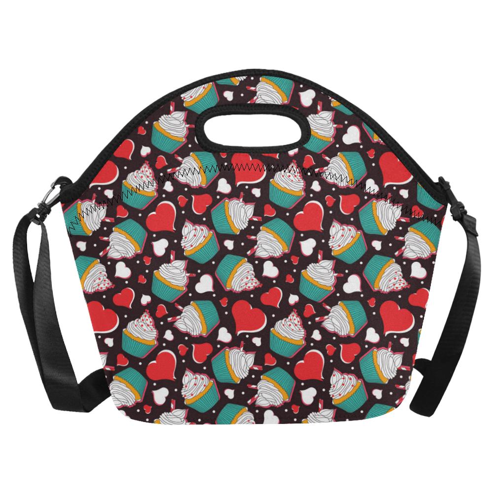 Cupcakes Heart Print Pattern Neoprene Lunch Bag (Model 1669)(Large)-JTAMIGO.COM
