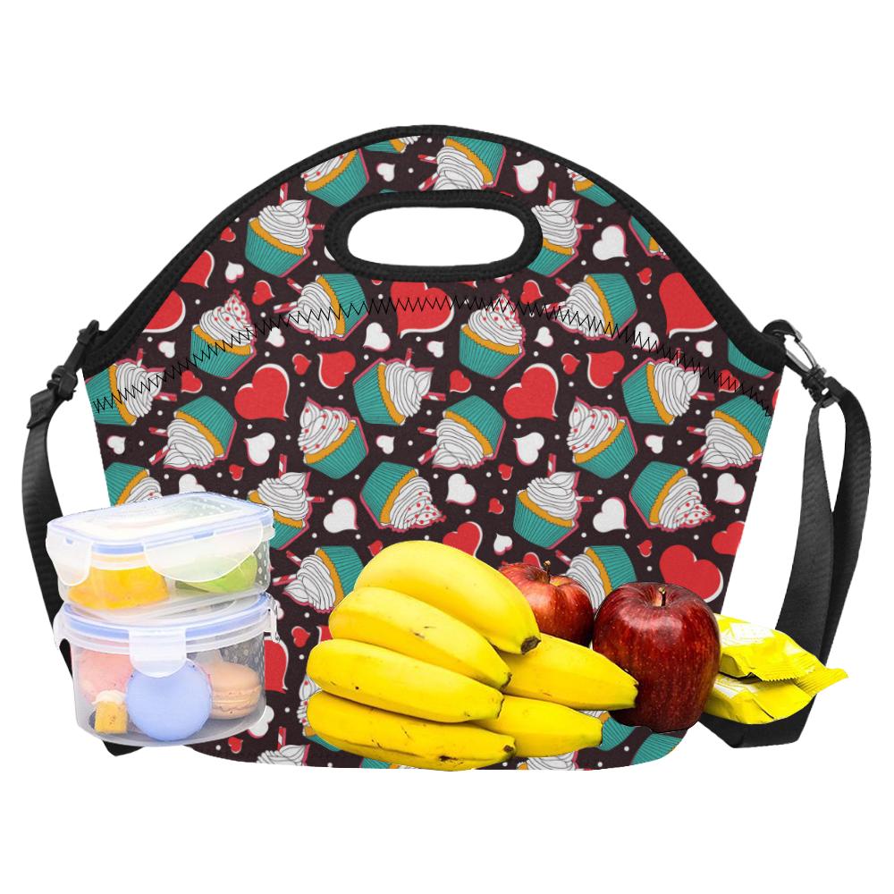 Cupcakes Heart Print Pattern Neoprene Lunch Bag (Model 1669)(Large)-JTAMIGO.COM