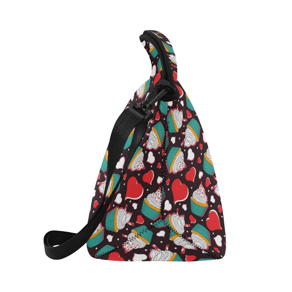 Cupcakes Heart Print Pattern Neoprene Lunch Bag (Model 1669)(Large)-JTAMIGO.COM