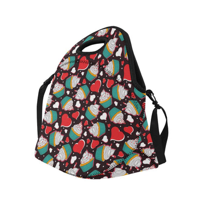 Cupcakes Heart Print Pattern Neoprene Lunch Bag (Model 1669)(Large)-JTAMIGO.COM