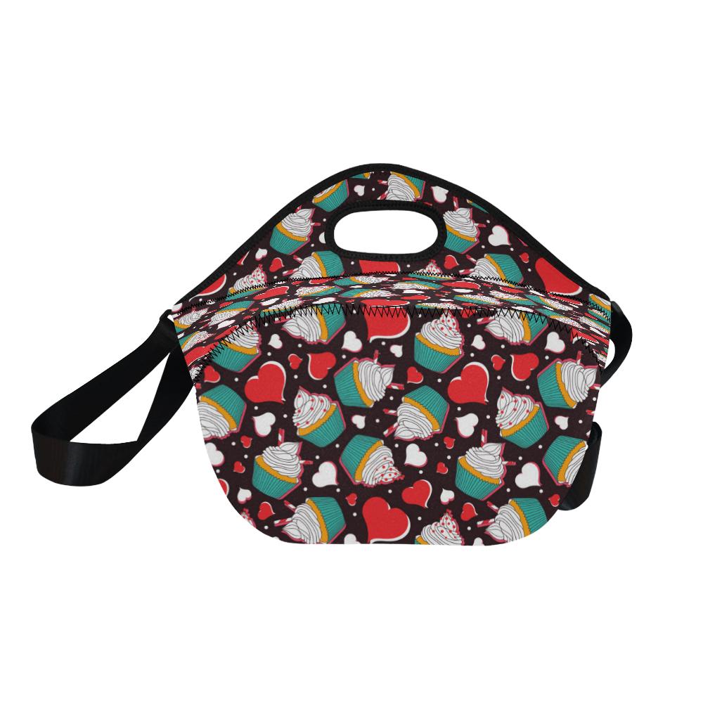 Cupcakes Heart Print Pattern Neoprene Lunch Bag (Model 1669)(Large)-JTAMIGO.COM