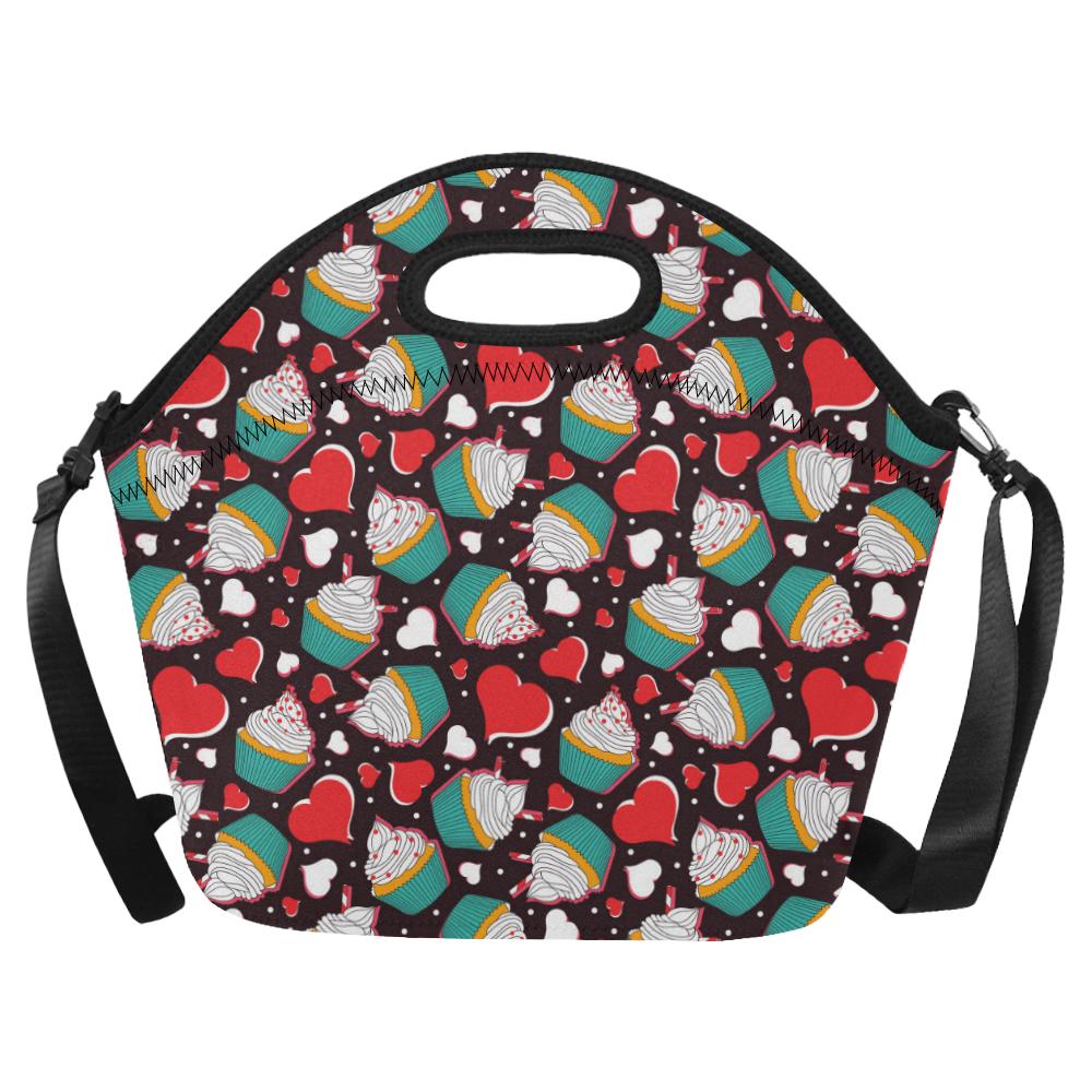 Cupcakes Heart Print Pattern Neoprene Lunch Bag (Model 1669)(Large)-JTAMIGO.COM