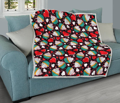 Cupcakes Heart Print Pattern Premium Quilt-JTAMIGO.COM