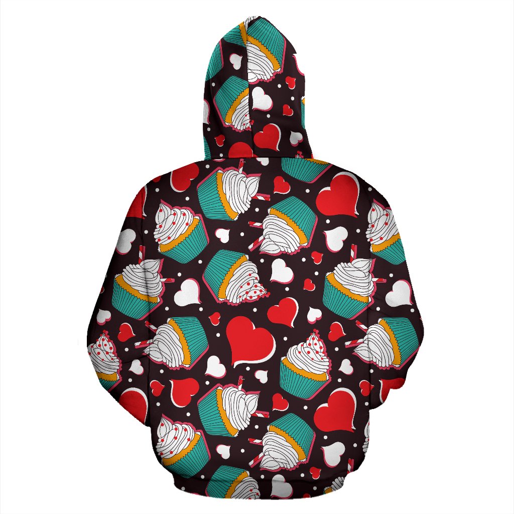 Cupcakes Heart Print Pattern Pullover Hoodie