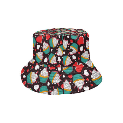 Cupcakes Heart Print Pattern Unisex Bucket Hat