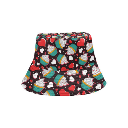 Cupcakes Heart Print Pattern Unisex Bucket Hat