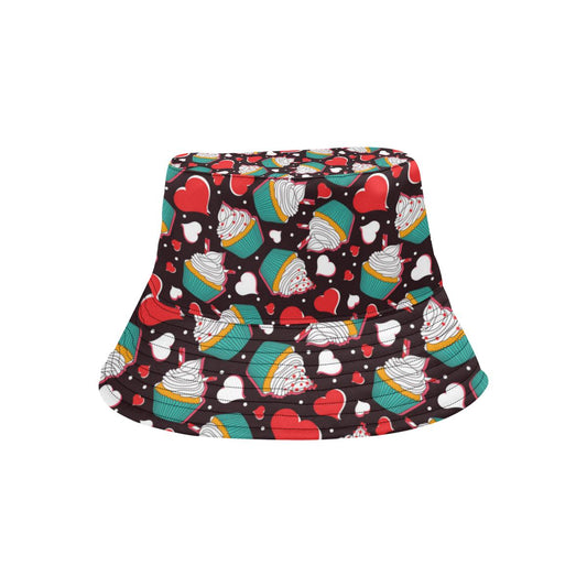 Cupcakes Heart Print Pattern Unisex Bucket Hat