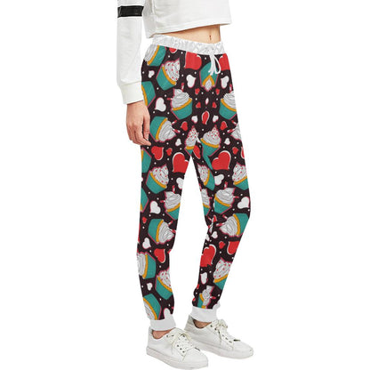 Cupcakes Heart Print Pattern Unisex Casual Sweatpants (Model L11)-JTAMIGO.COM