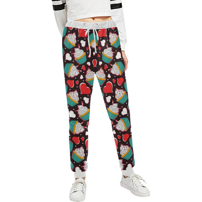 Cupcakes Heart Print Pattern Unisex Casual Sweatpants (Model L11)-JTAMIGO.COM