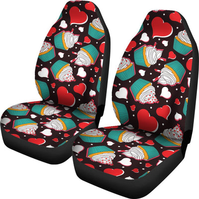 Cupcakes Heart Print Pattern Universal Fit Car Seat Covers