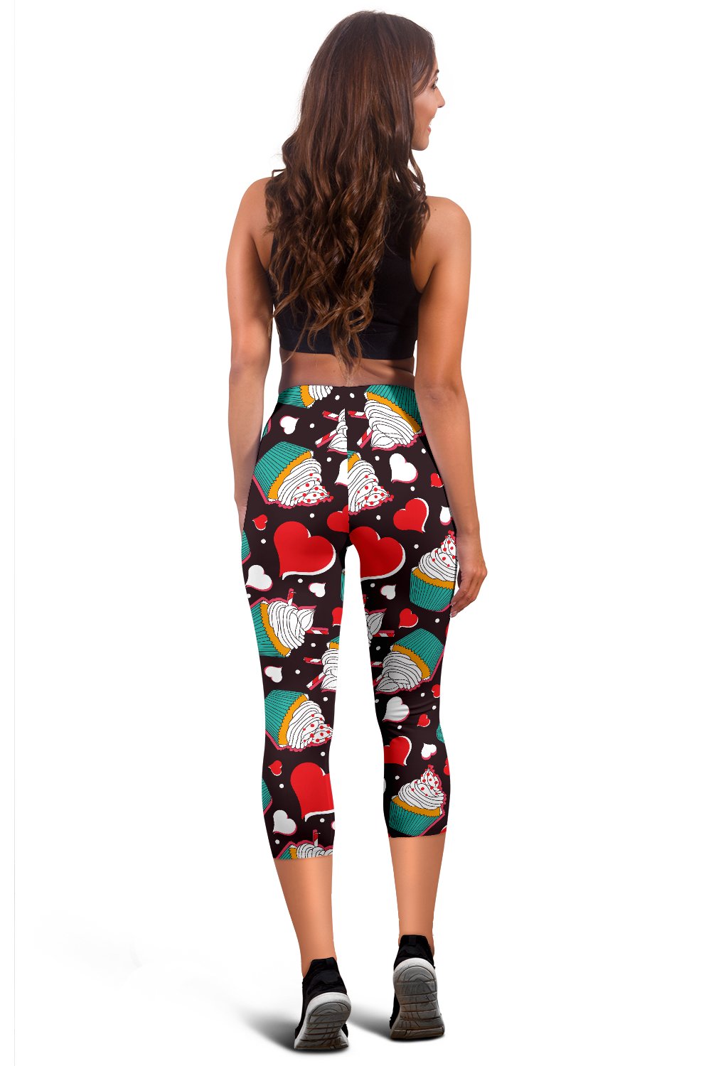 Cupcakes Heart Print Pattern Women Capris