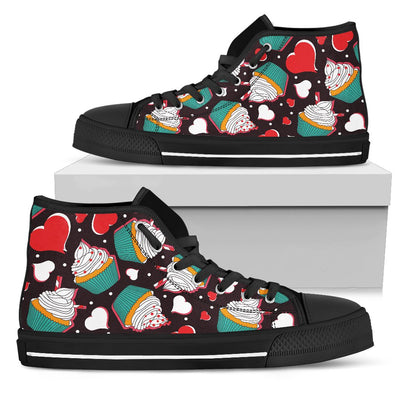 Cupcakes Heart Print Pattern Women High Top Shoes