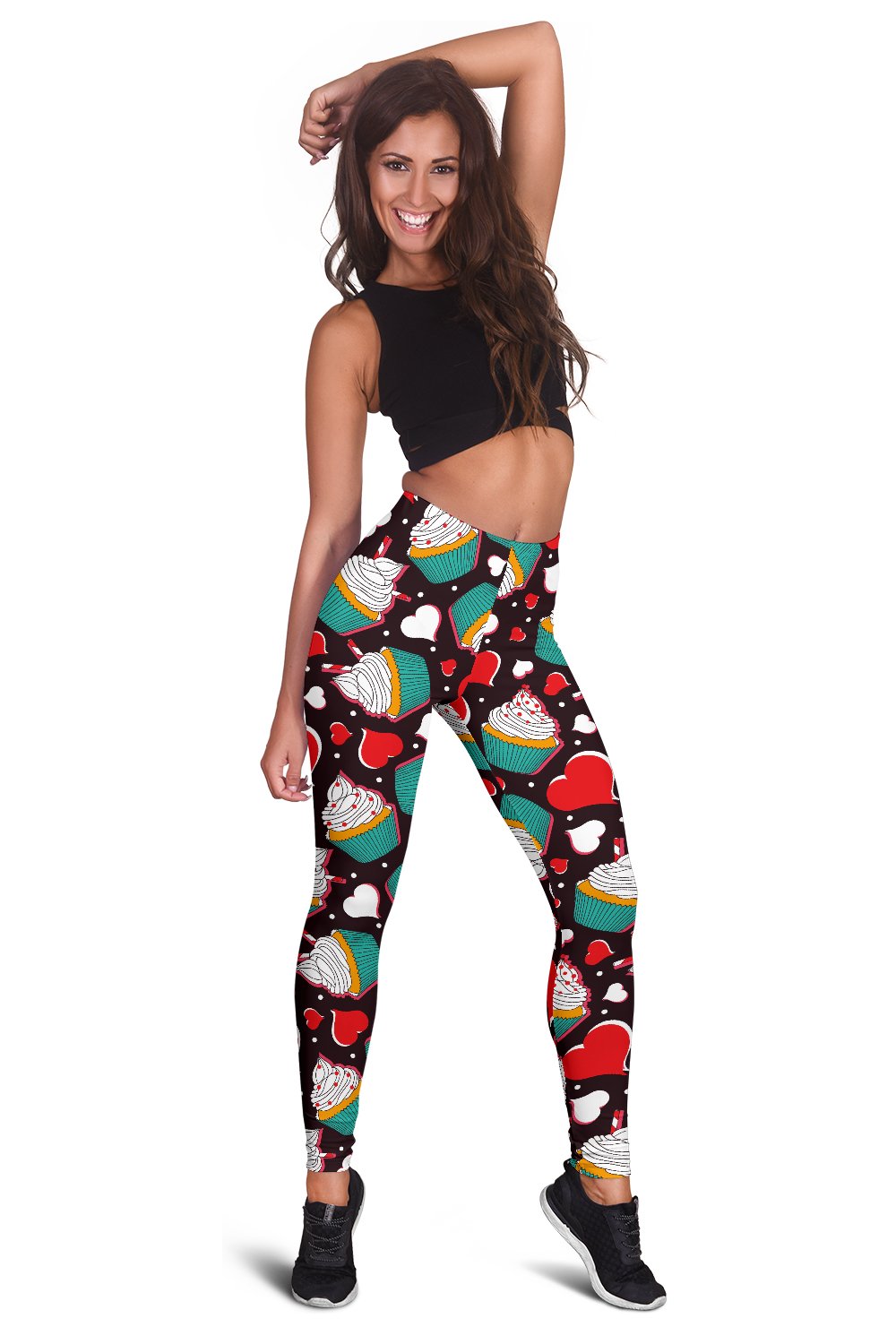 Cupcakes Heart Print Pattern Women Leggings