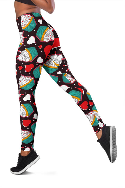 Cupcakes Heart Print Pattern Women Leggings