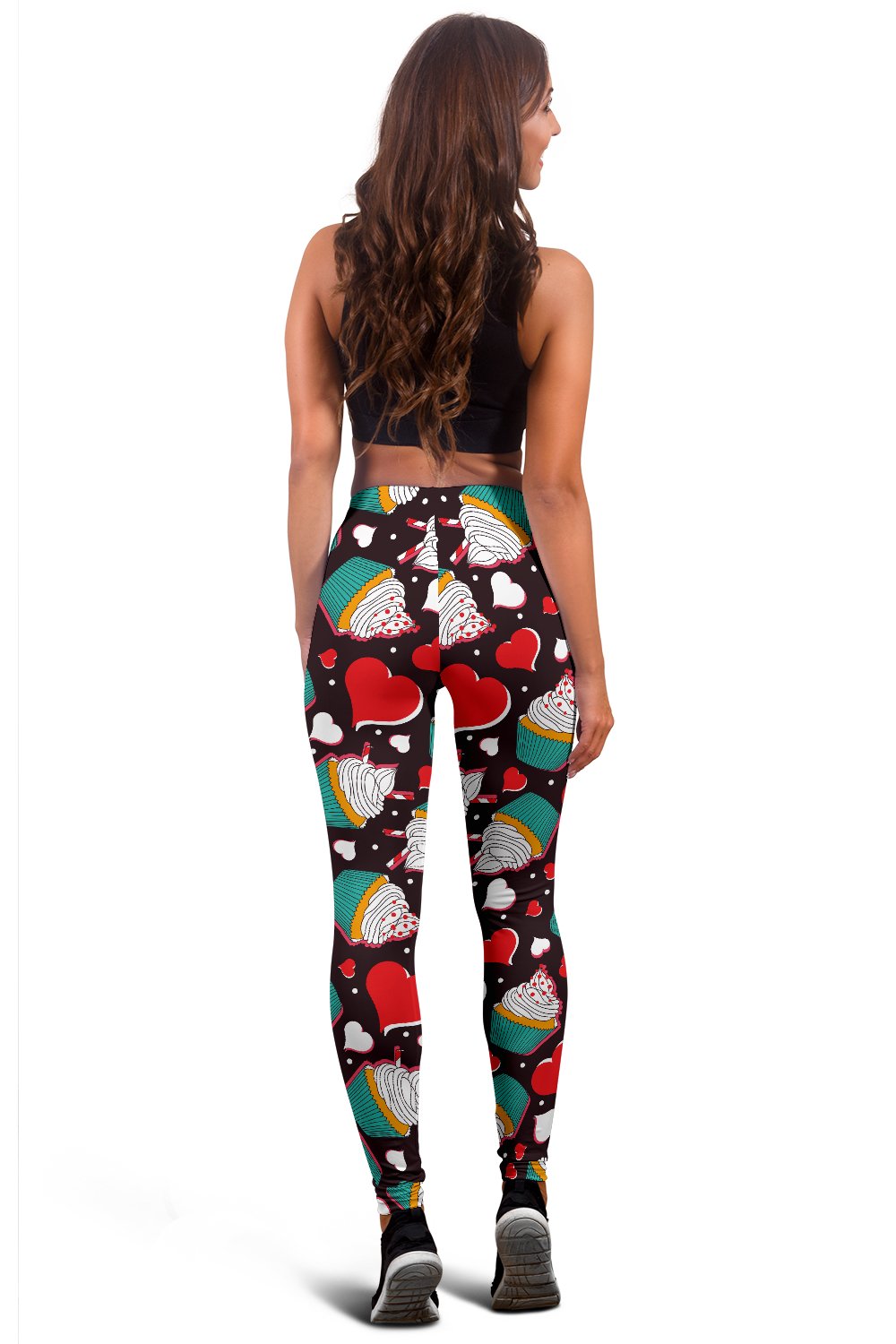 Cupcakes Heart Print Pattern Women Leggings