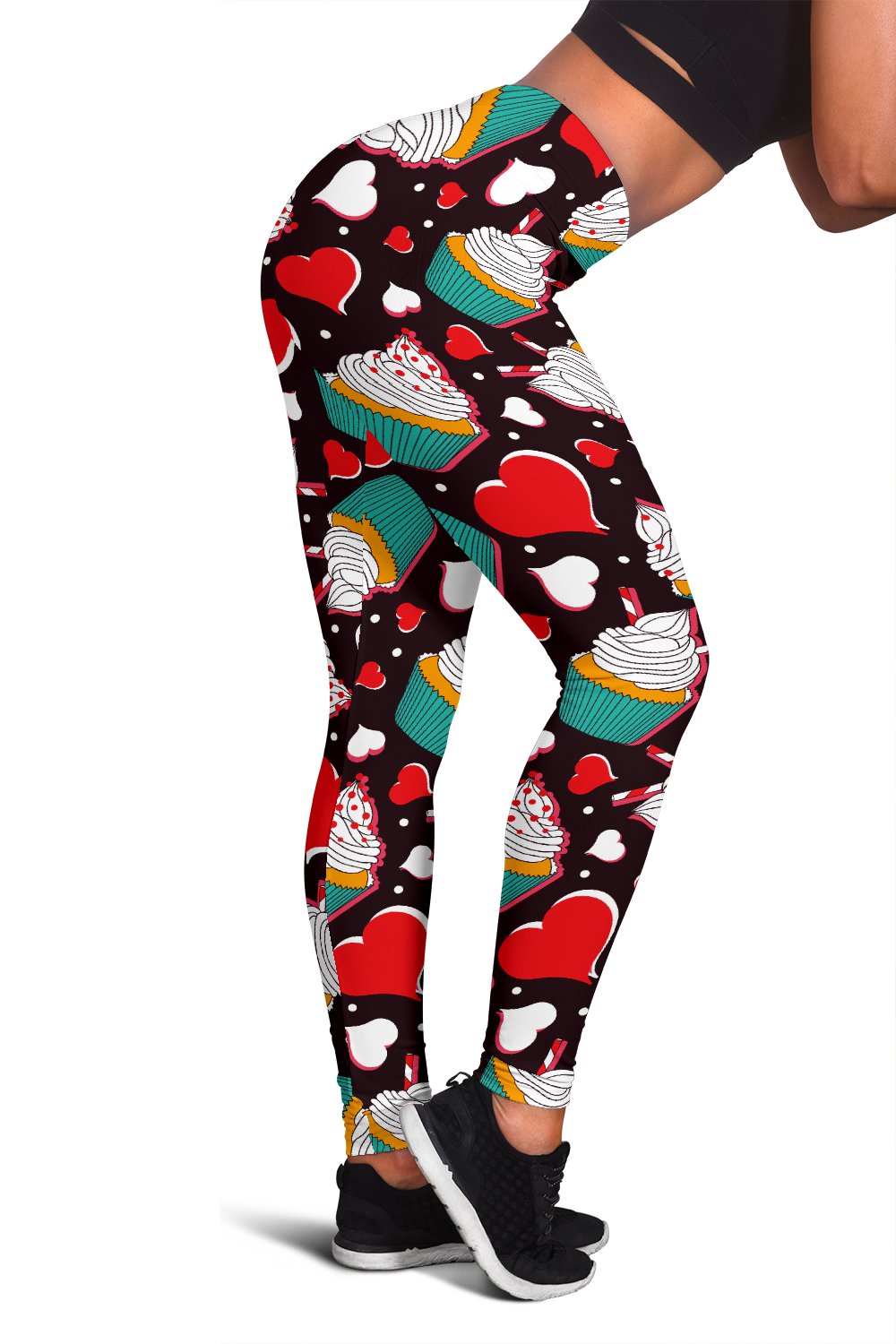 Cupcakes Heart Print Pattern Women Leggings