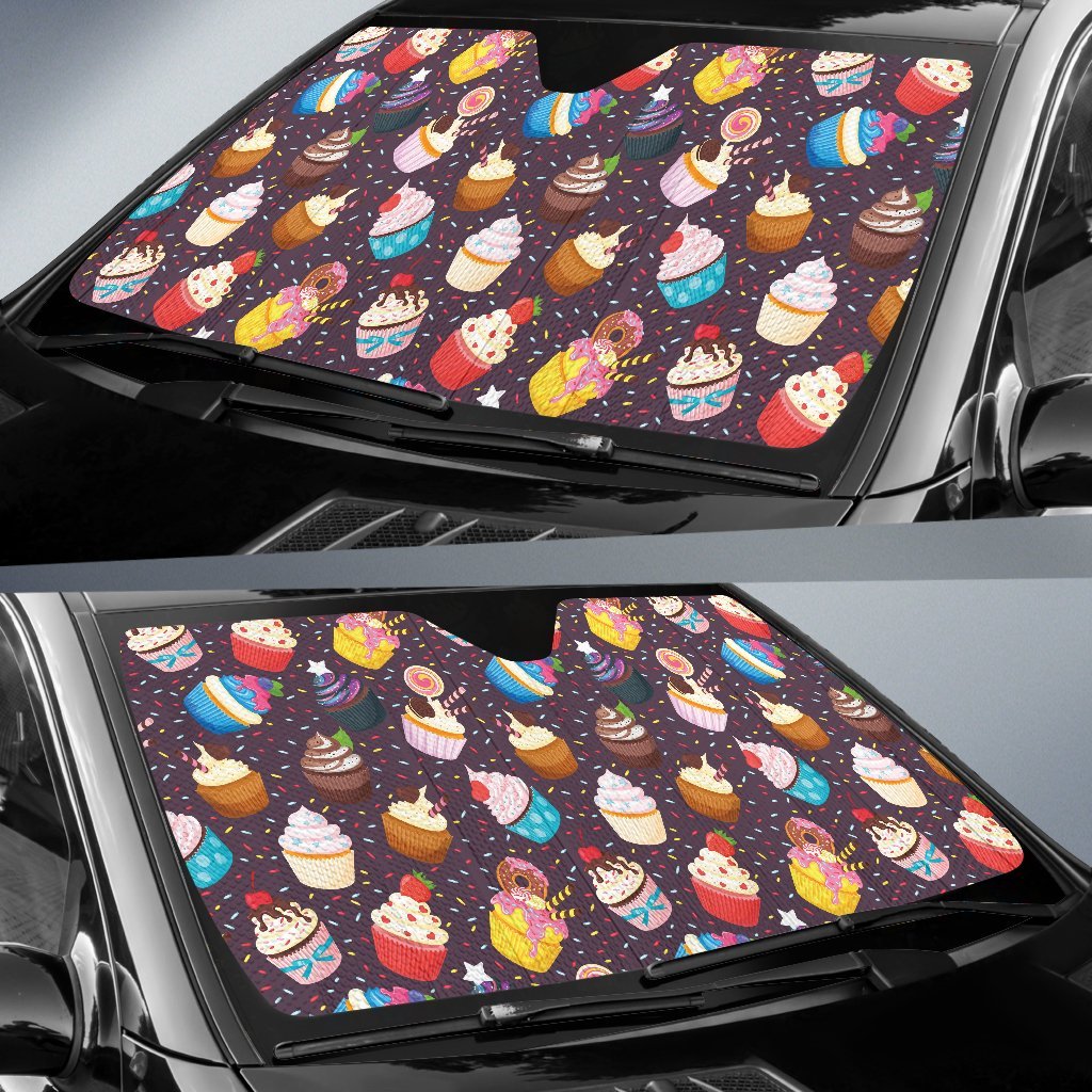 Cupcakes Party Print Pattern Car Sun Shade For Windshield