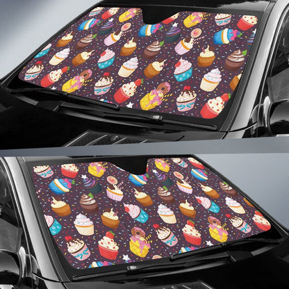 Cupcakes Party Print Pattern Car Sun Shade For Windshield