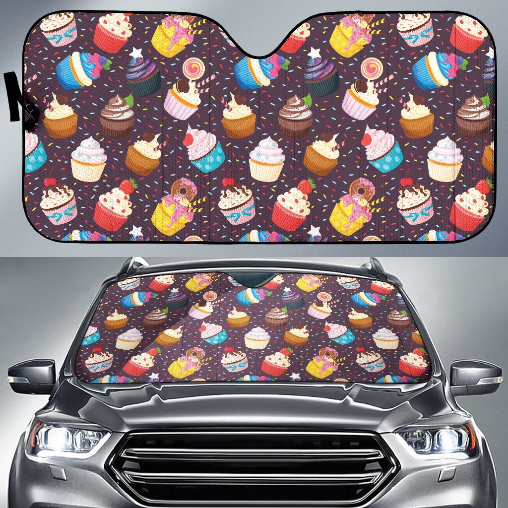 Cupcakes Party Print Pattern Car Sun Shade For Windshield