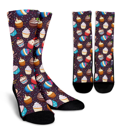 Cupcakes Party Print Pattern Crew Socks