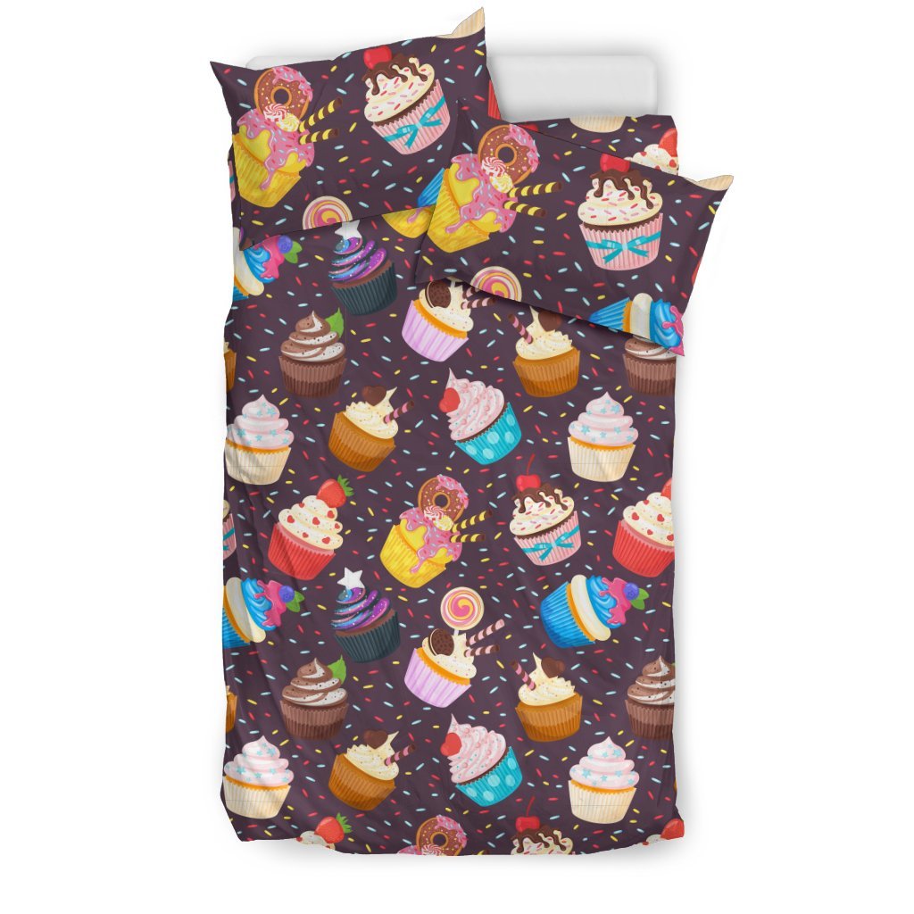 Cupcakes Party Print Pattern Duvet Cover Bedding Set