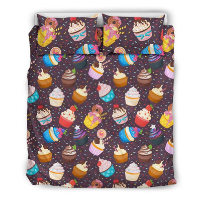 Cupcakes Party Print Pattern Duvet Cover Bedding Set
