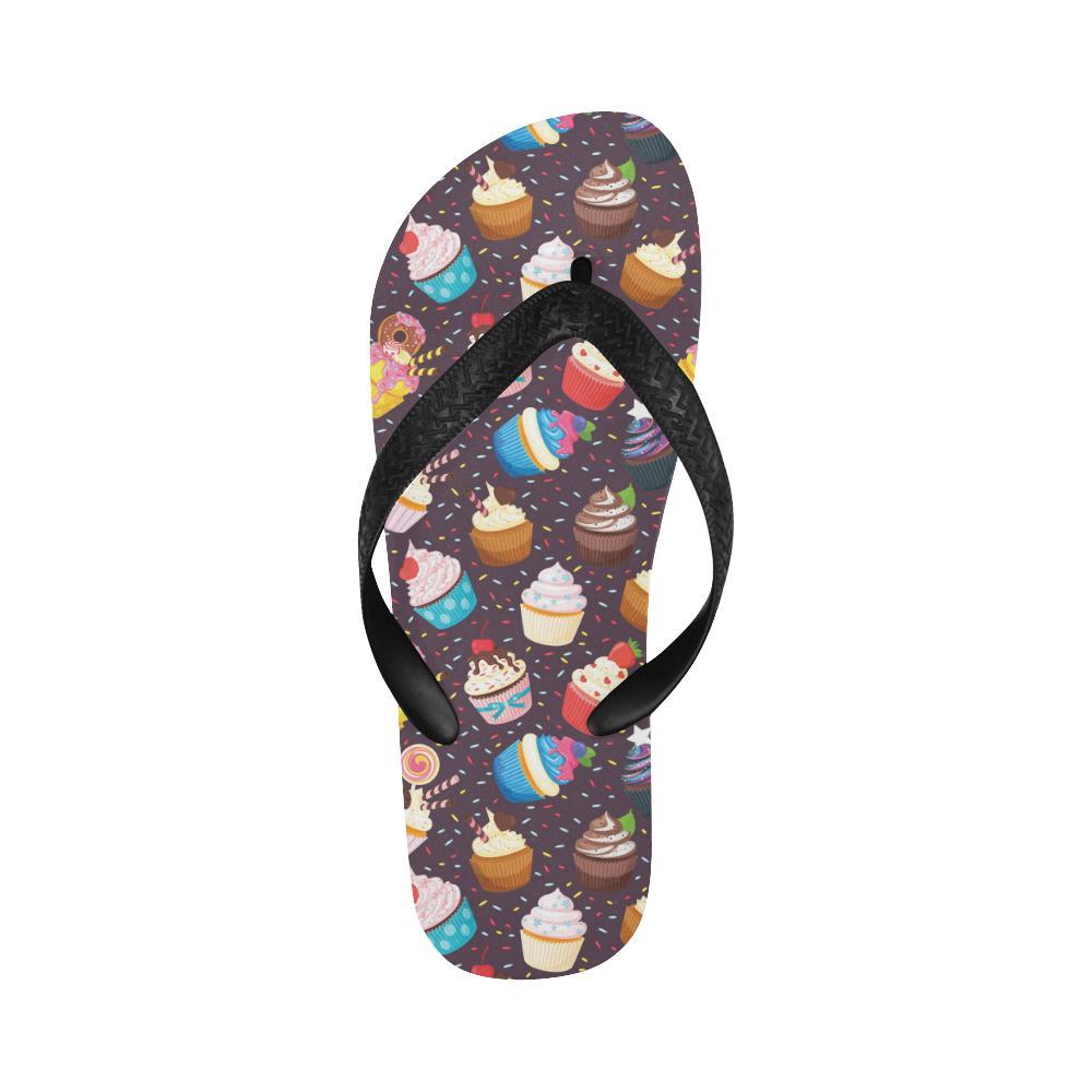 Cupcakes Party Print Pattern Flip Flops-JTAMIGO.COM