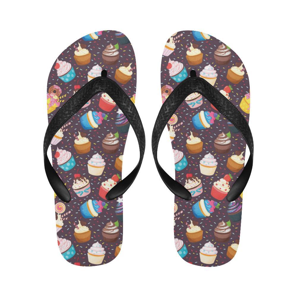 Cupcakes Party Print Pattern Flip Flops-JTAMIGO.COM