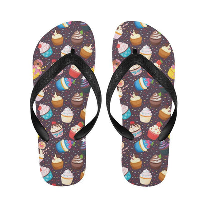 Cupcakes Party Print Pattern Flip Flops-JTAMIGO.COM