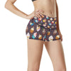 Cupcakes Party Print Pattern High Waisted Spandex Shorts-JTAMIGO.COM