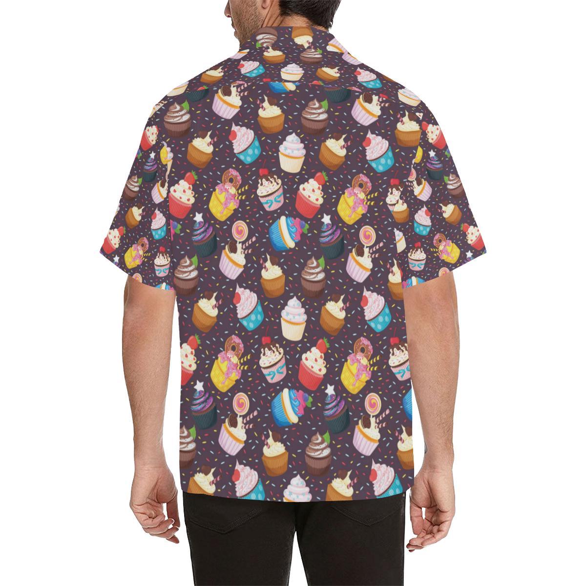 Cupcakes Party Print Pattern Men Aloha Hawaiian Shirt
