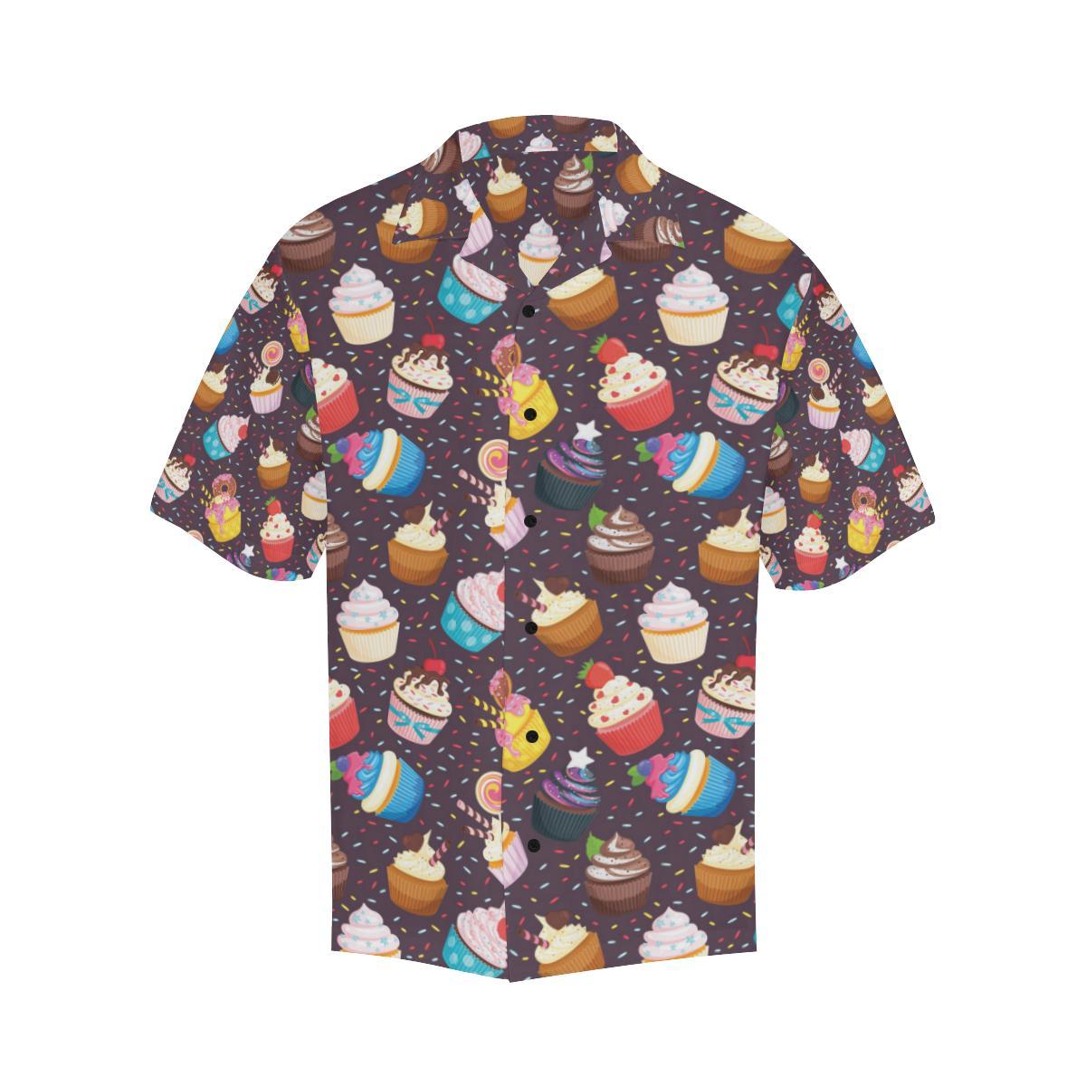Cupcakes Party Print Pattern Men Aloha Hawaiian Shirt