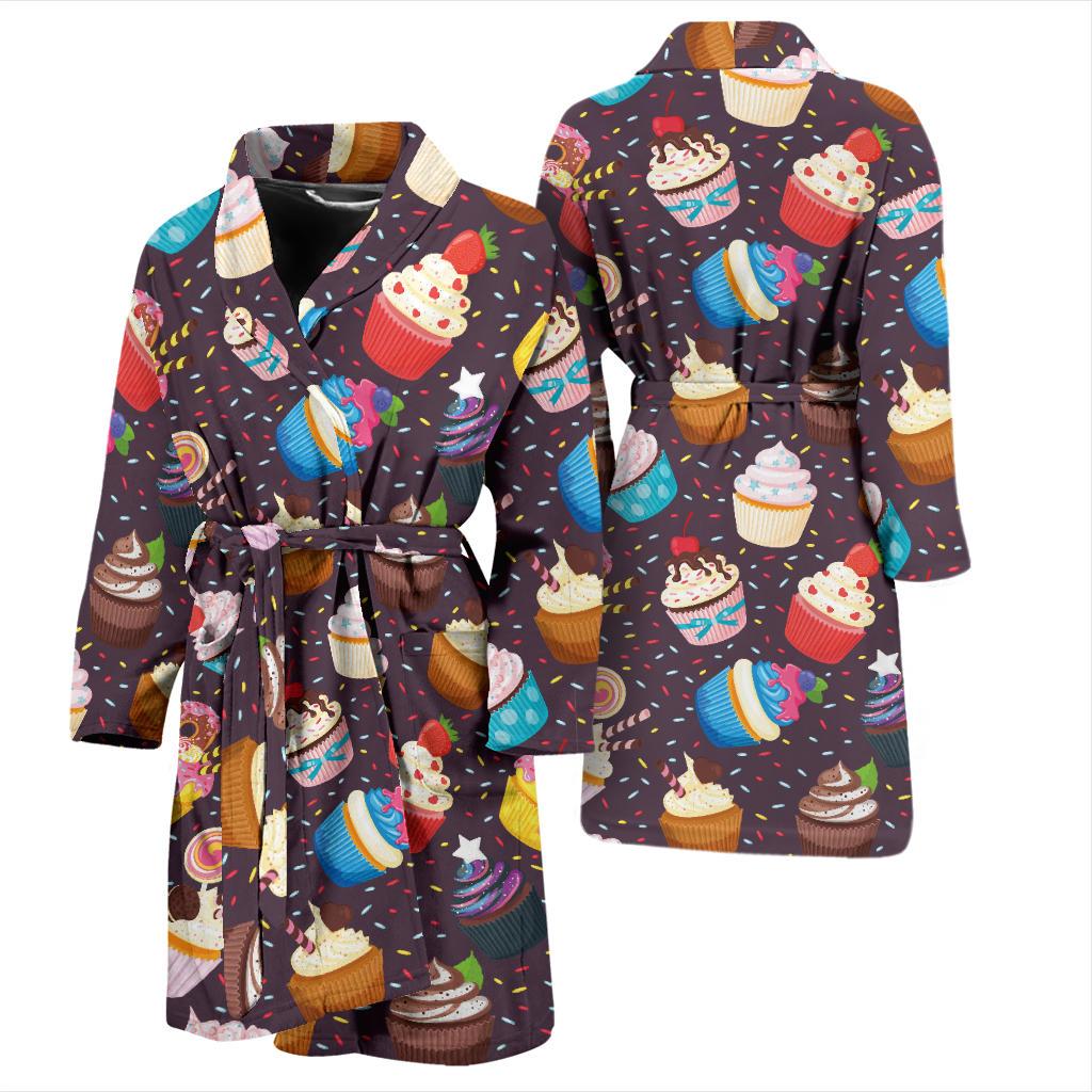Cupcakes Party Print Pattern Men Bath Robe-JTAMIGO.COM