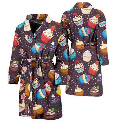 Cupcakes Party Print Pattern Men Bath Robe-JTAMIGO.COM