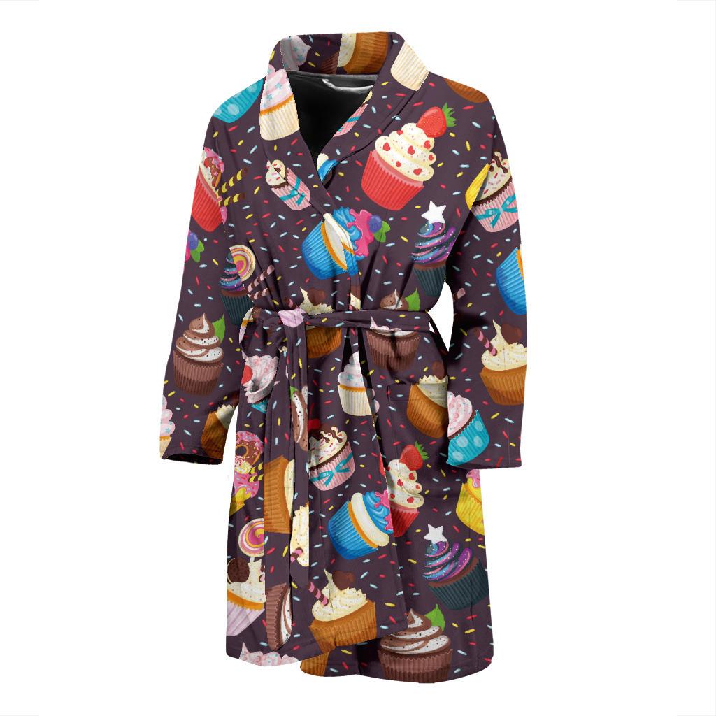 Cupcakes Party Print Pattern Men Bath Robe-JTAMIGO.COM