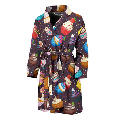 Cupcakes Party Print Pattern Men Bath Robe-JTAMIGO.COM