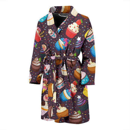 Cupcakes Party Print Pattern Men Bath Robe-JTAMIGO.COM