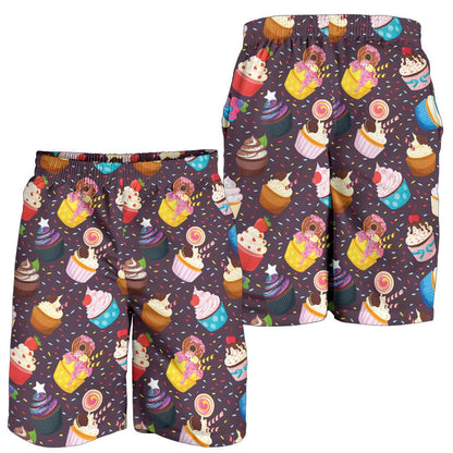 Cupcakes Party Print Pattern Mens Shorts-JTAMIGO.COM