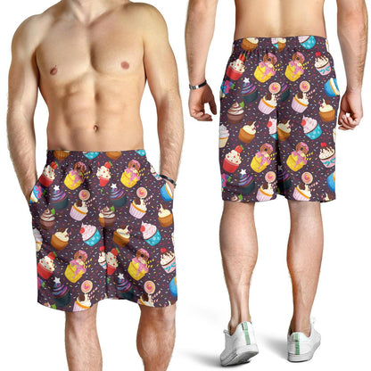 Cupcakes Party Print Pattern Mens Shorts-JTAMIGO.COM